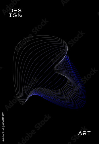 Abstract wavy stripes on black background for design element, wallpaper, Banner, poster, cover layout backdrop, abstract wavy curves pattern template. 
