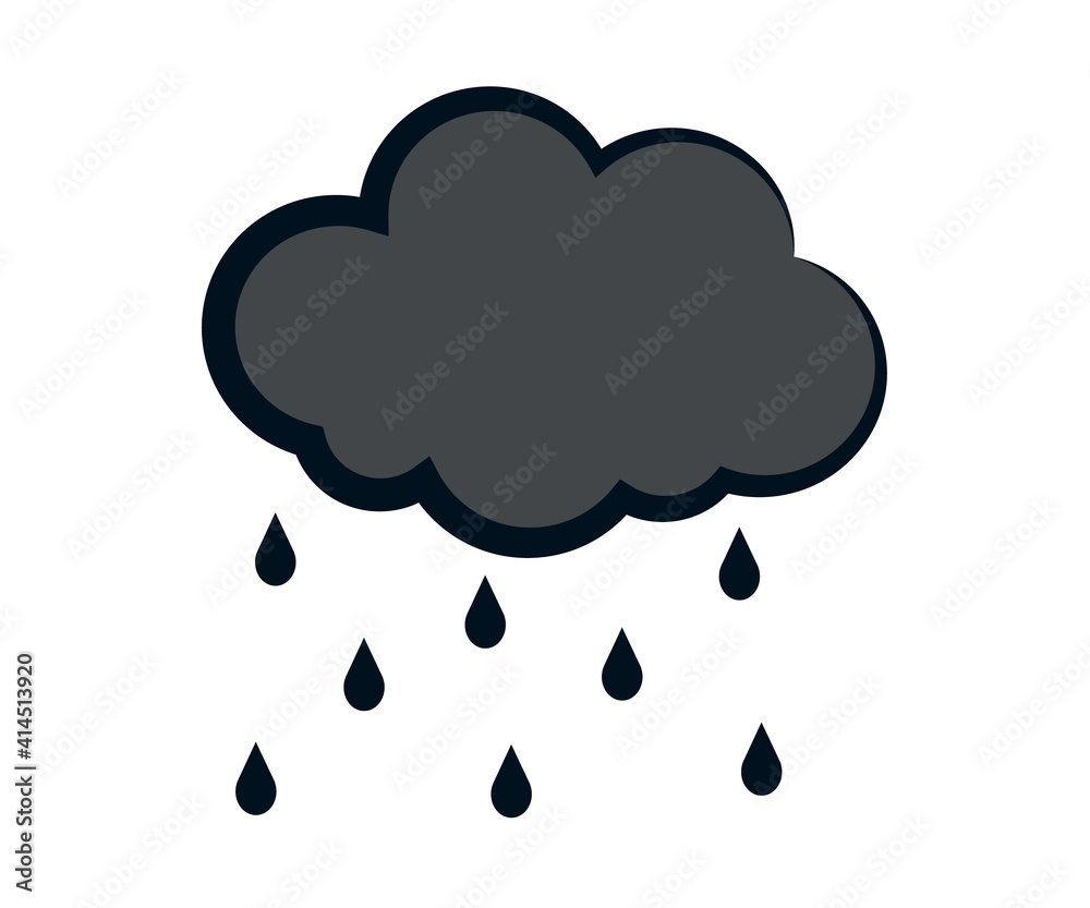Cloud and precipitation in the form of rain on a white background. Symbol. Vector illustration. Cloud and precipitation in the form of rain on a white background. Symbol. Vector illustration.