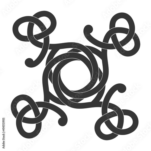 monochrome icon with Celtic knot ethnic art ornaments