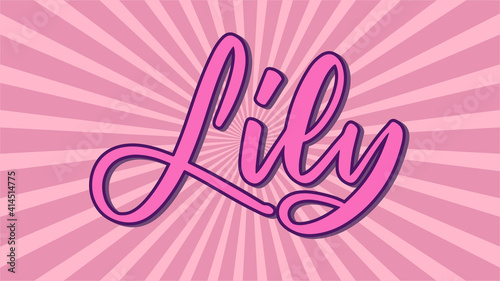 Lily Name Typography With Pink Shadowed Starburst