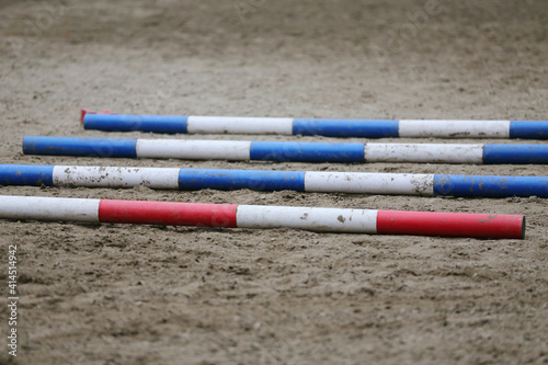 Obstacles for horses in a riding school
