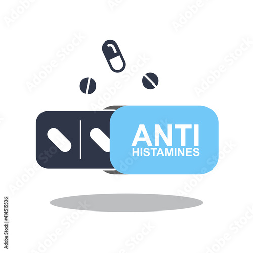 Antihistamine Pills Icon, Anti Histamine Tablets, Anti Allergy Medicine