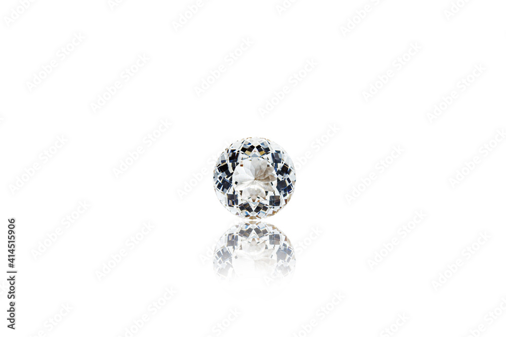 macro mineral faceted stone Morganite on a white background macro mineral faceted stone Morganite on a white background