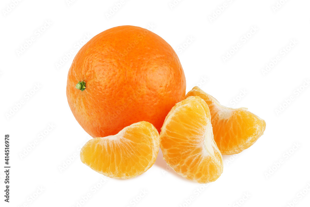 Mandarin, the Mandarin slices isolated on white background Mandarin, the Mandarin slices isolated on white background