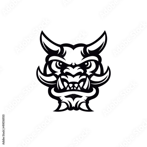 Demon illustration. Modern sports logo style mascot.
