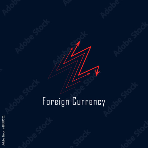 Orange foreign currency logo design and text with dark blue background
