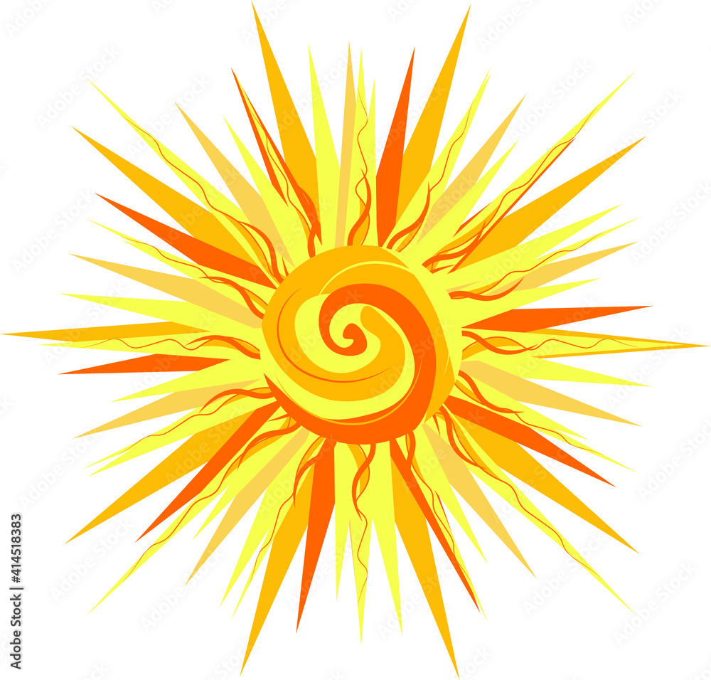 Sun icon for weather design. The sunshine symbol is a happy orange isolated solar pattern. Sun icon for weather design. The sunshine symbol is a happy orange isolated solar pattern.