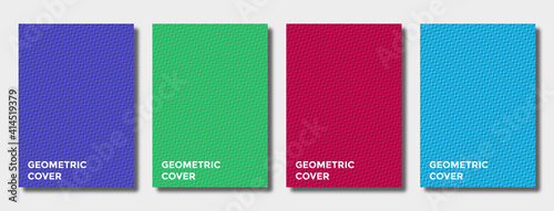 Set of simple geometric covers in different bright colors. Geometric shapes in the form of diagonal rectangles with a gradient.