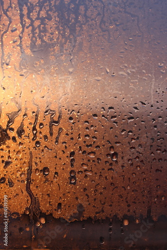 Condensation in the shower on the glass, high humidity
