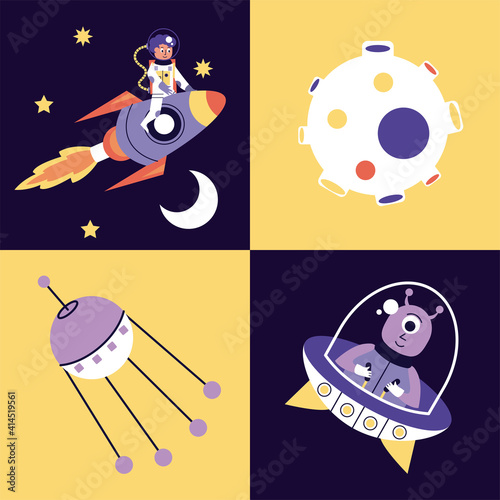 bundle of four space set icons