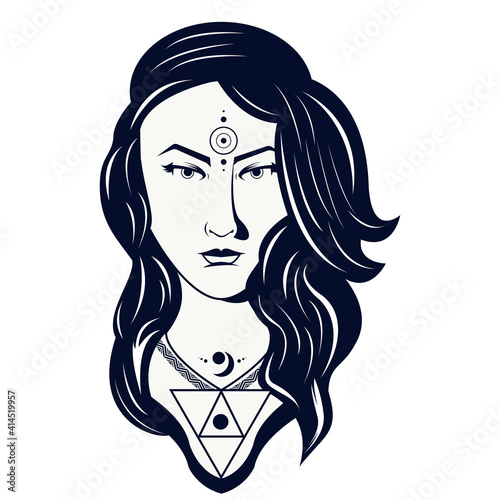 native american woman with necklace tribal style