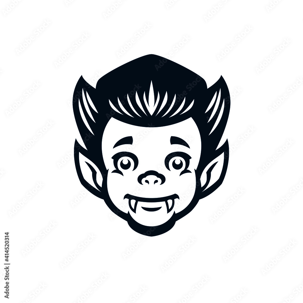 Funny young vampire kid. Childish illustration