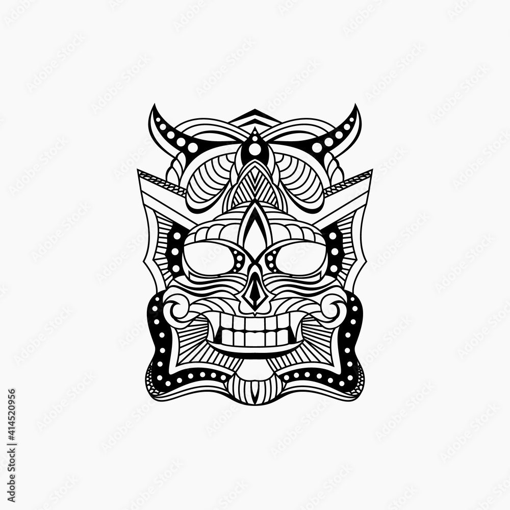 Skull head . line art style , design vector
