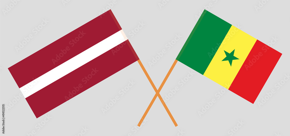 Crossed flags of Latvia and Senegal