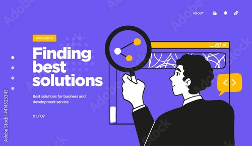 Landing page template of Digital Solutions Business Analytics and Planning. Modern Flat style. Vector