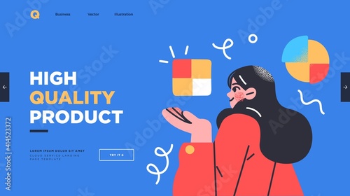 Landing page template of developing computer software, coding and programming . Modern flat design concept of web page design for website. Vector