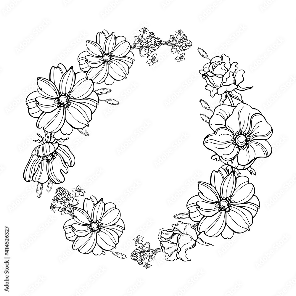 Flower wreath. Vector  illustration.