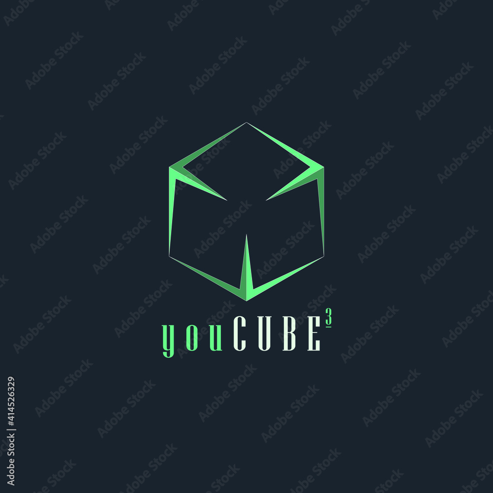 Green cube vector logo design with background Green cube vector logo design with background
