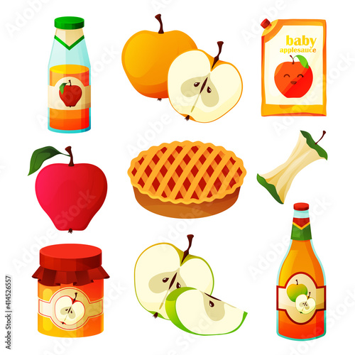 Apple food, fruit products, desserts sweets, juice