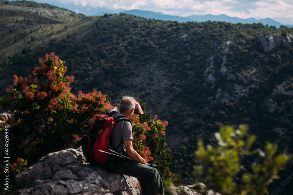 person in the mountains