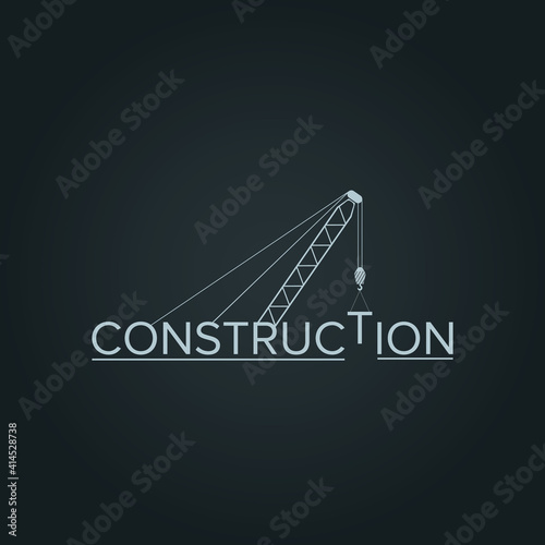 White construction logo design with black gradient background