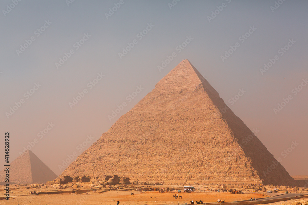Famous Egyptian Pyramids of Giza. Landscape in Egypt. Pyramid in desert. Africa. Wonder of the World Famous Egyptian Pyramids of Giza. Landscape in Egypt. Pyramid in desert. Africa. Wonder of the World