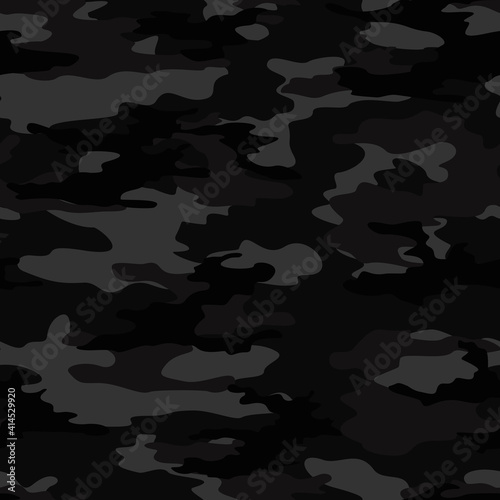 Black stylish vector camouflage, military seamless night print