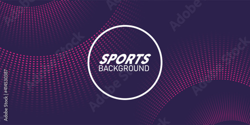 blue and fucshia sport background with lettering white in circular frame