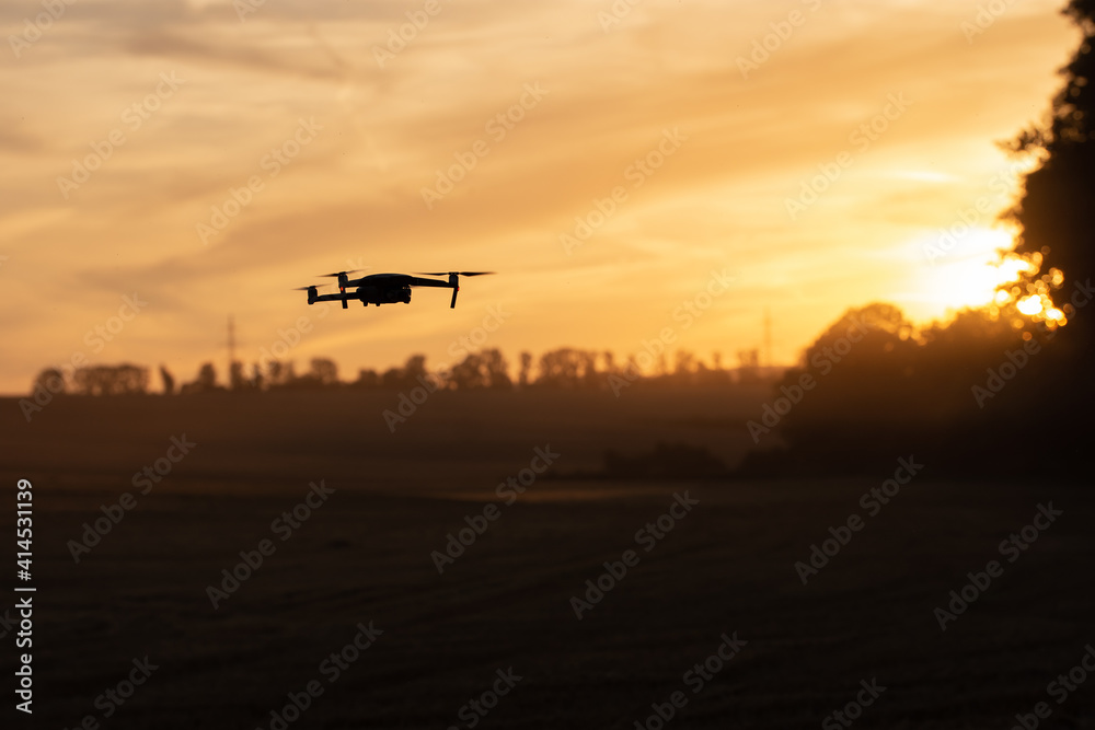 drone at summer sunset drone at summer sunset