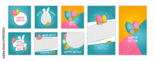 Happy easter trendy template for social networks stories and posts. Web online shopping banner concept