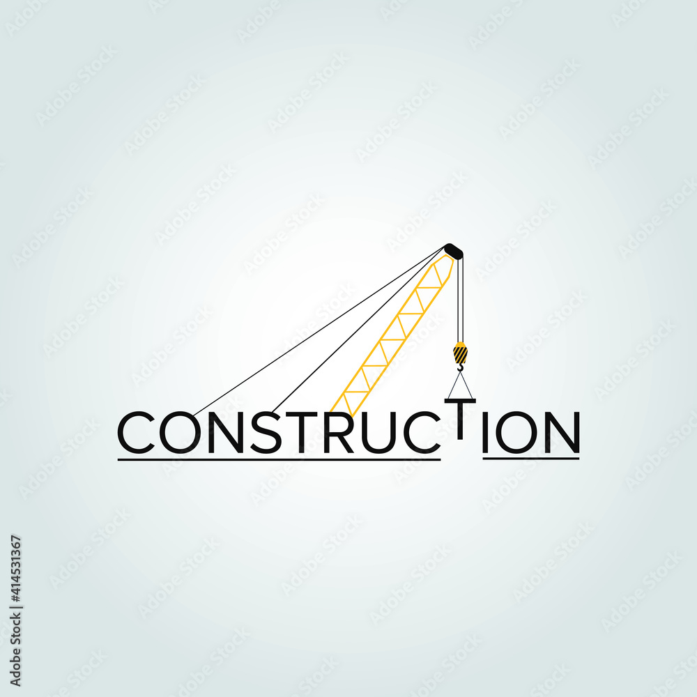 Construction logo design and crane with background Stock Vector | Adobe ...