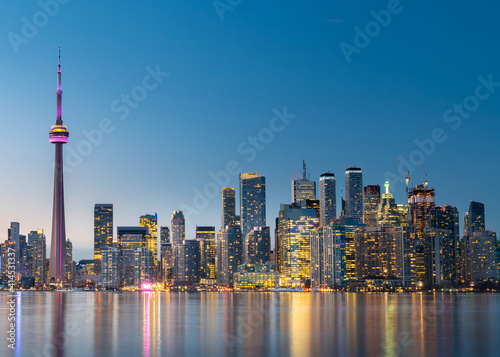 Canvas Print Toronto city skyline at night, Ontario, Canada