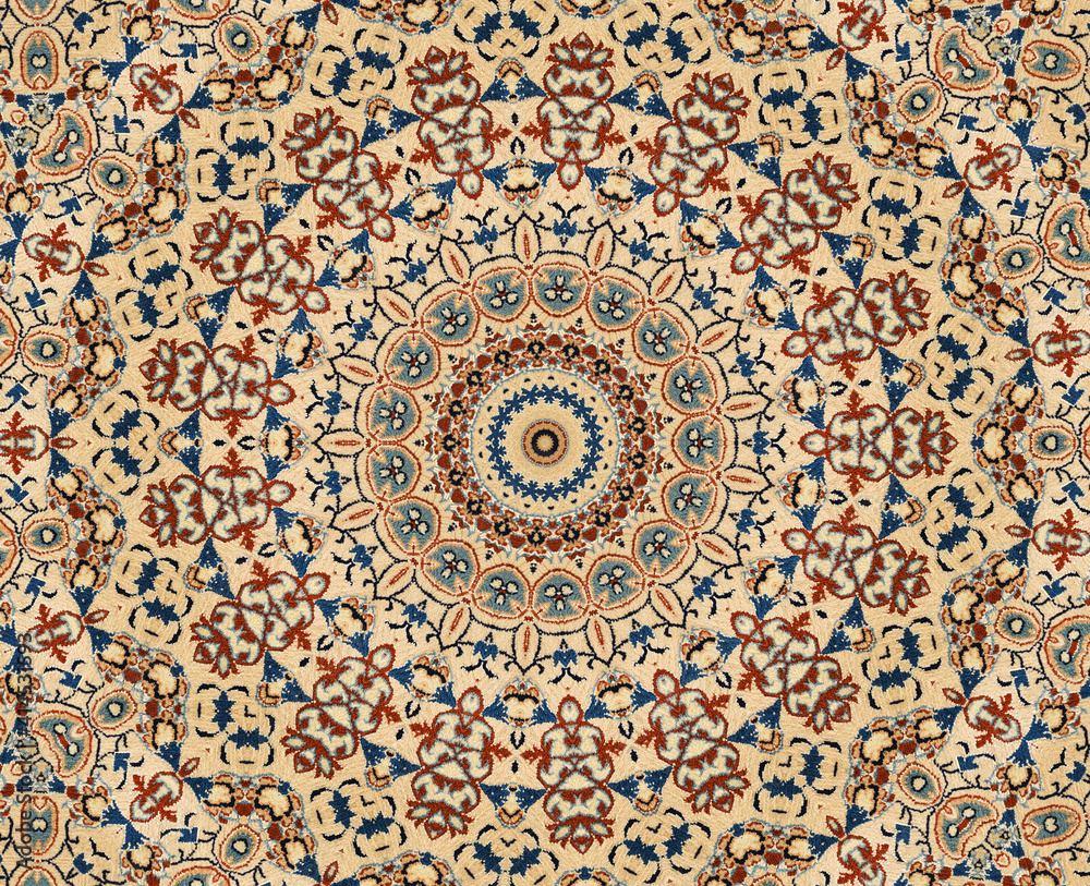kaleidoscopic view of a carpet pattern