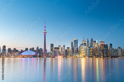 Toronto city skyline at night, Ontario, Canada