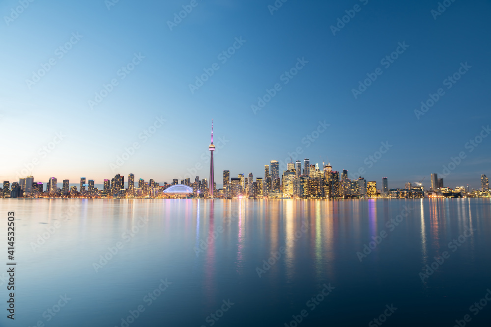 Toronto city skyline at night, Ontario, Canada