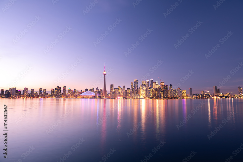 Toronto city skyline at night, Ontario, Canada