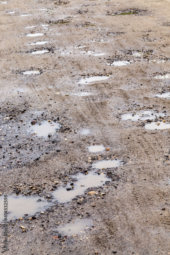 puddles on the road