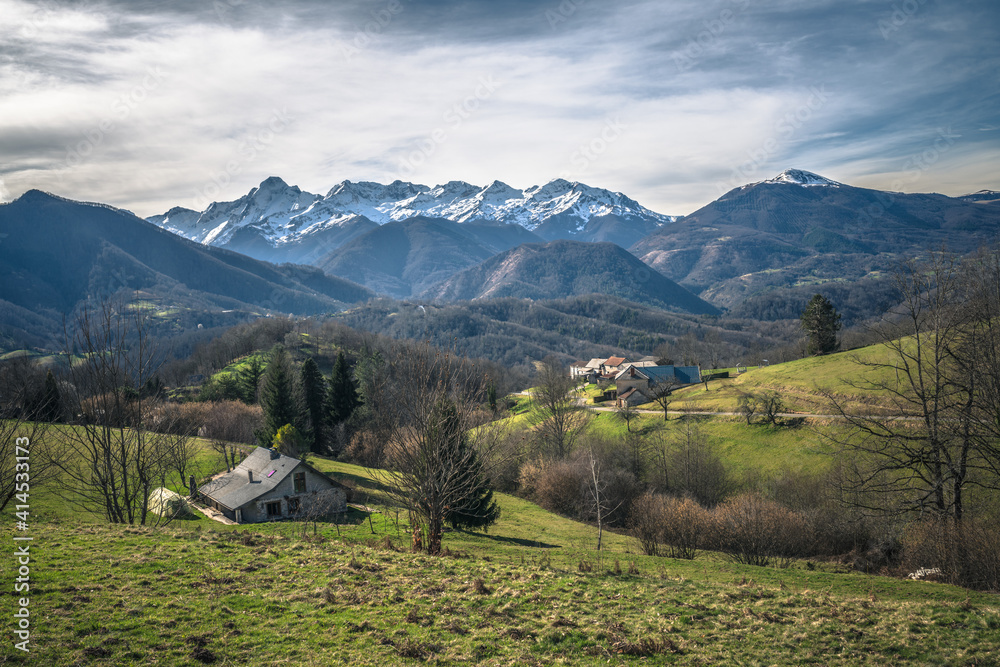 Landscape in Ariege Pyrenees mountains