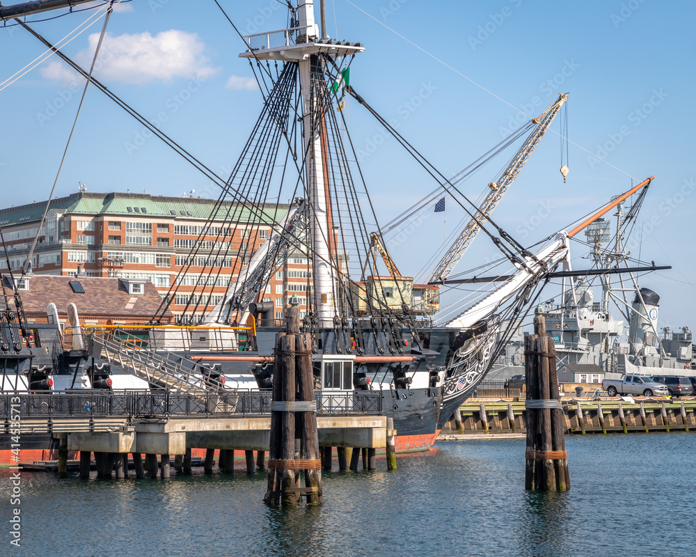 The bow of the USS Constitution pointing out at Boston Harbor The bow of the USS Constitution pointing out at Boston Harbor