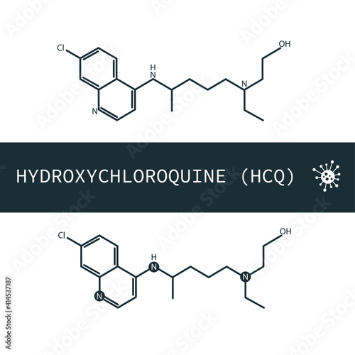 Graphic diagram of the drug Hydroxychloroquine. Effective treatment of covid-19 coronavirus. Vector photo