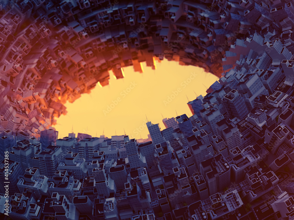 Obraz premium futuristic city on artificial planet 