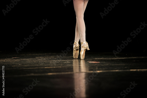 Ballerina rehearsal in dance studio