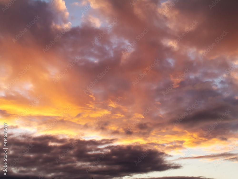 Fototapeta premium Beautiful dramatic sunset sky. Rich orange color. Nature background