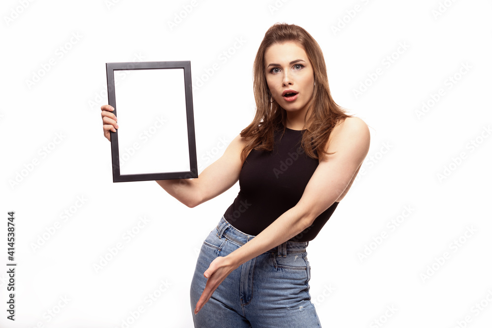 young woman thinking or wondering about something with frame for your text or image young woman thinking or wondering about something with frame for your text or image