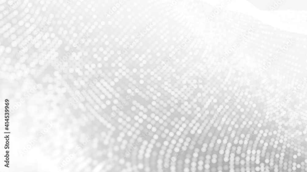 Dot white gray wave light technology texture background. Abstract big data digital concept. 3d rendering.