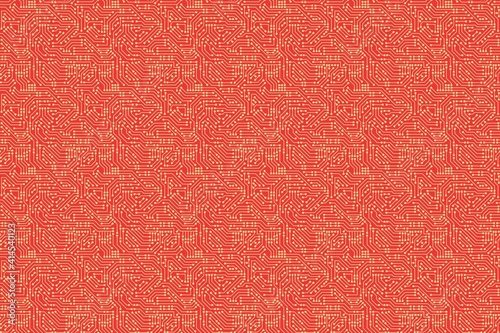 Computer circuit board. Seamless digital pattern. Vector electric chipset scheme texture. Abstract technology background.