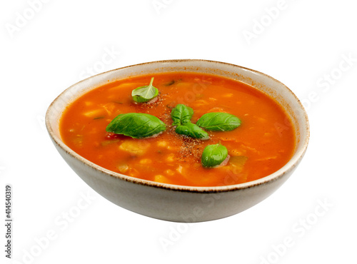 Red Tomato Soup with Barley, Potato, Carrot, Cabbage and Cereals