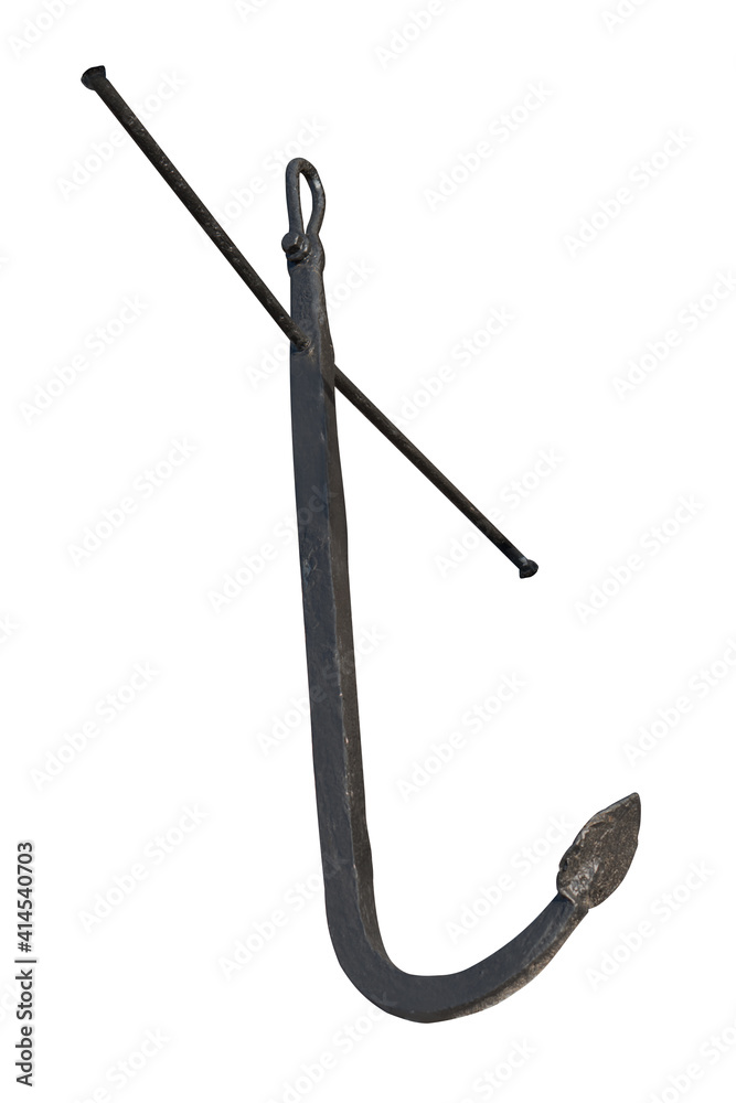 Ship's anchor, medieval, on a white background, isolated Ship's anchor, medieval, on a white background, isolated