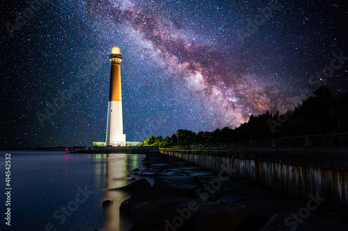 Obraz na plátne Barnegat Lighthouse under a starry night