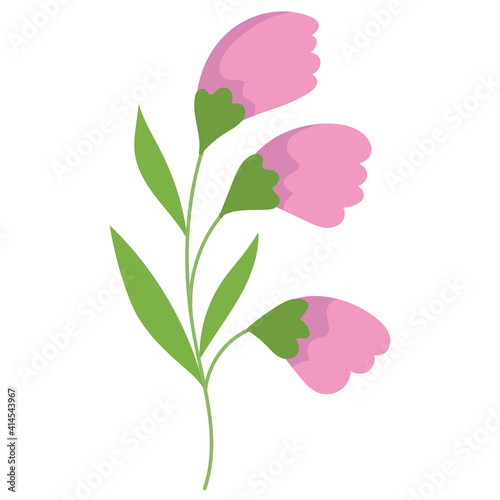 bouquet flowers leaf decoration isolated style